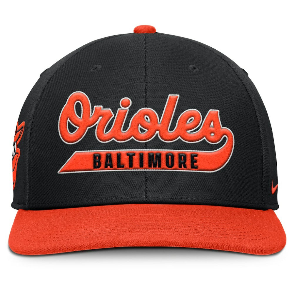 Baltimore Orioles Pro Performance Snapback Hat Black/Orange | Nike