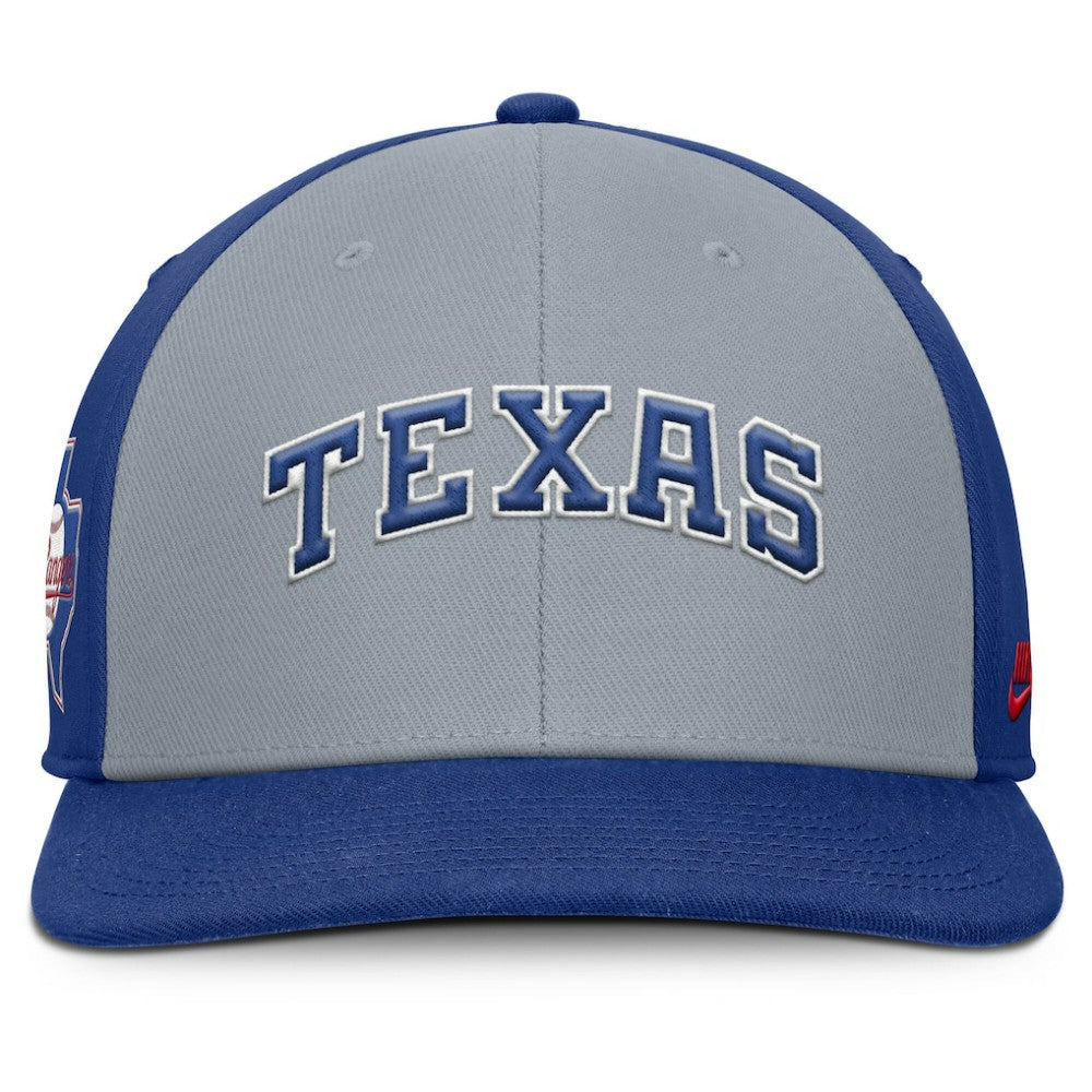 Texas Rangers Pro Performance Snapback Hat Gray/Royal | Nike