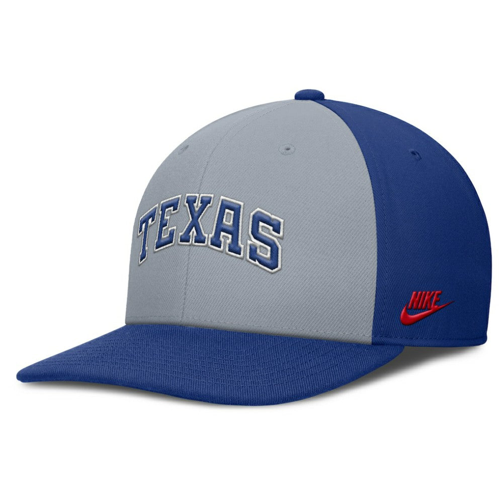 Texas Rangers Pro Performance Snapback Hat Gray/Royal | Nike