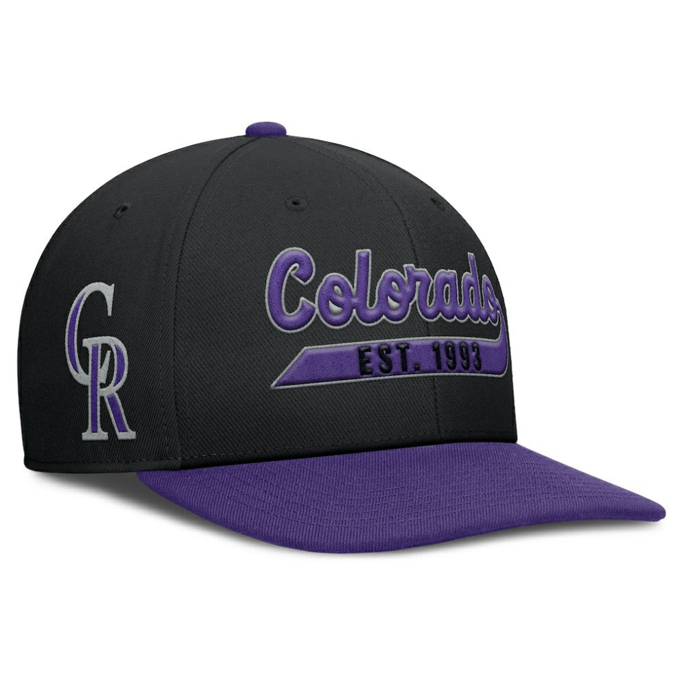 Colorado Rockies Pro Performance Snapback Hat Black/Purple | Nike