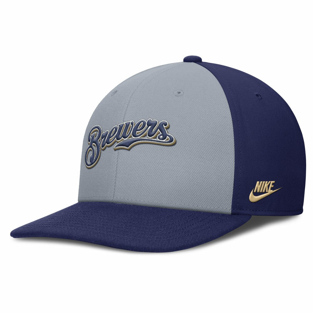 Milwaukee Brewers Pro Performance Snapback Hat Gray/Navy | Nike