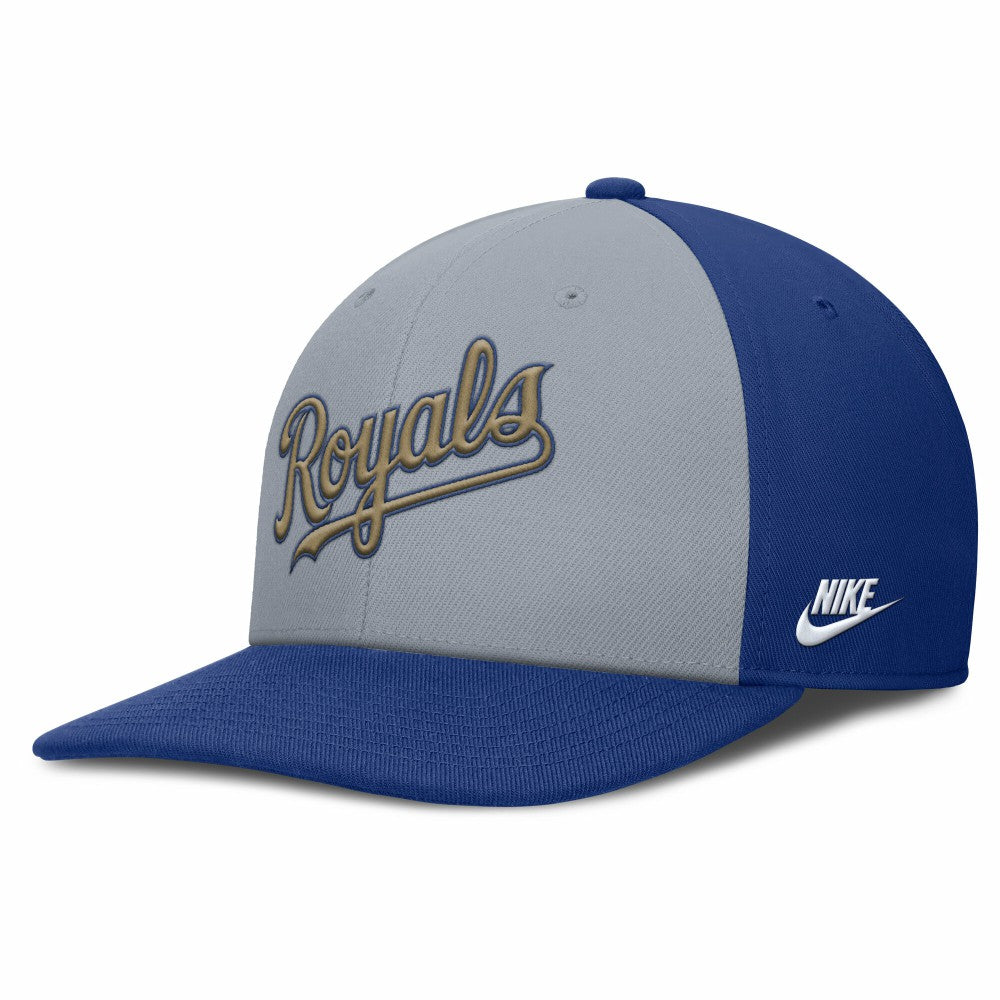 Kansas City Royals Pro Performance Snapback Hat Gray/Royal | Nike