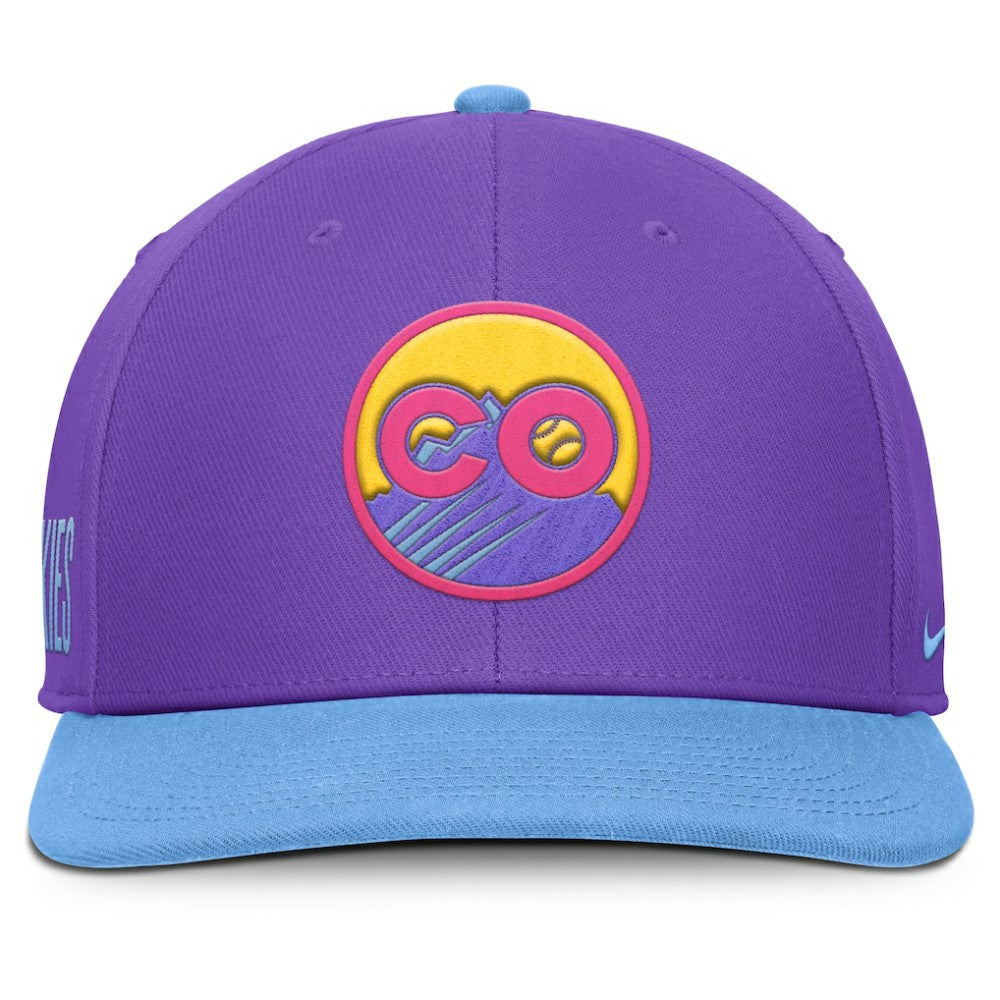 Colorado Rockies 2025 City Connect Pro Performance Snapback Hat Purple/Light Blue | Nike