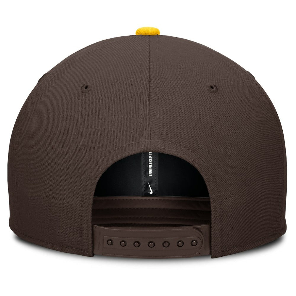 San Diego Padres Pro Performance Snapback Hat Brown/Gold | Nike