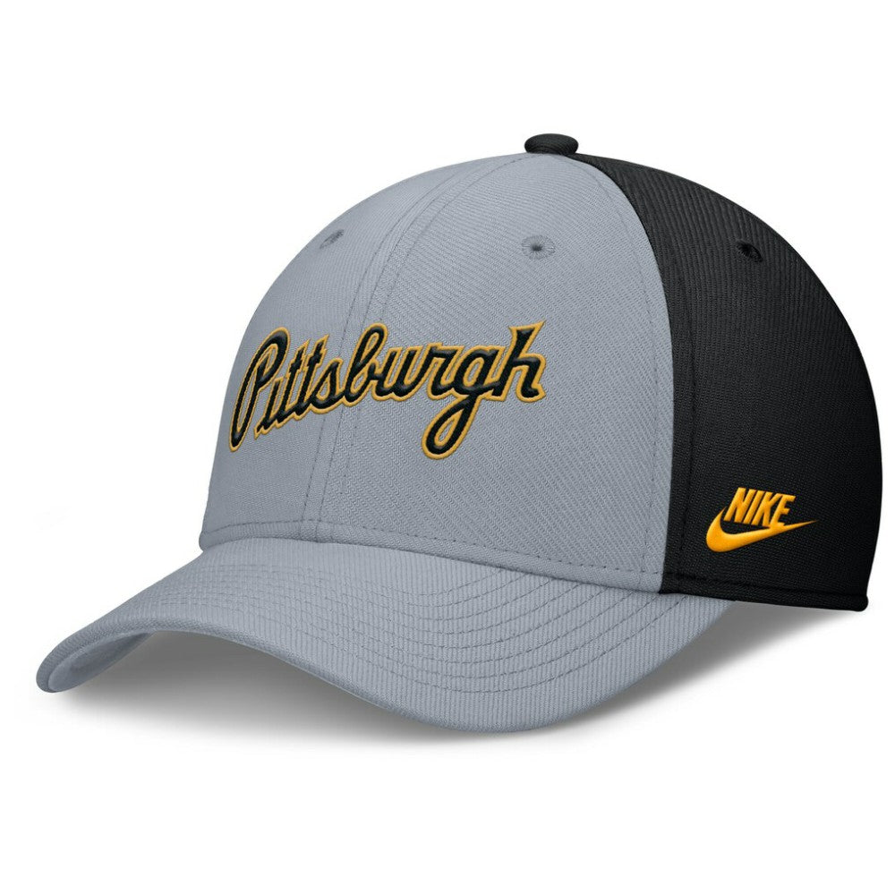 Pittsburgh Pirates Rise Swoosh Performance Flex Hat Gray/Black | Nike