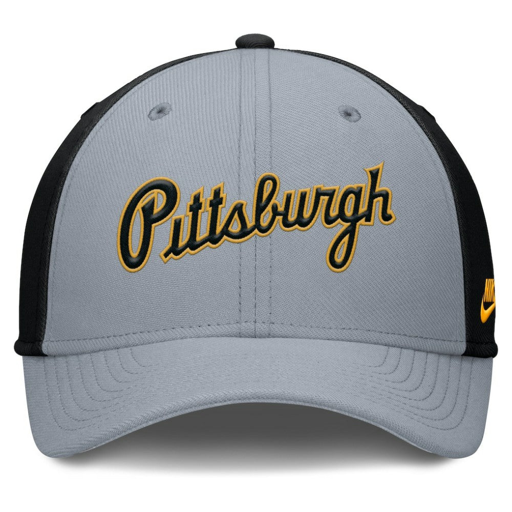Pittsburgh Pirates Rise Swoosh Performance Flex Hat Gray/Black | Nike