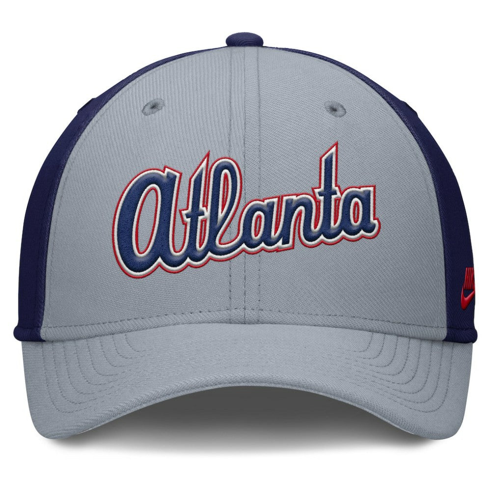 Atlanta Braves Rise Swoosh Performance Flex Hat Gray/Navy | Nike
