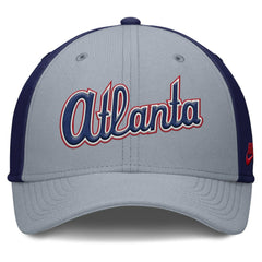 Atlanta Braves Rise Swoosh Performance Flex Hat Gray/Navy | Nike