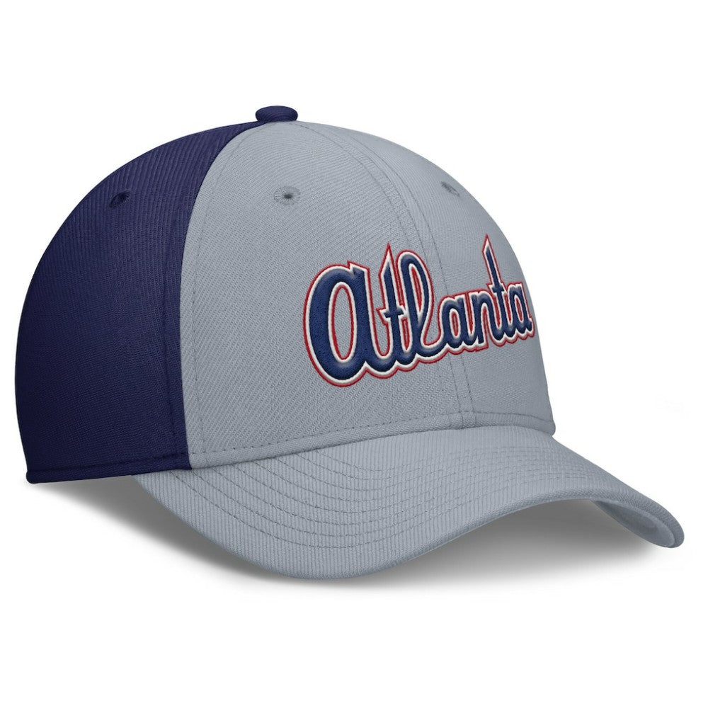 Atlanta Braves Rise Swoosh Performance Flex Hat Gray/Navy | Nike