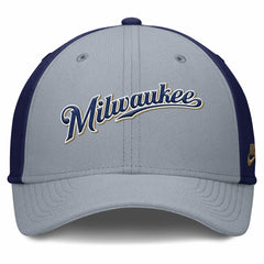 Milwaukee Brewers Rise Swoosh Performance Flex Hat Gray/Navy | Nike