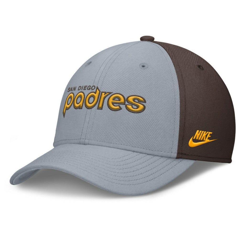 San Diego Padres Rise Swoosh Performance Flex Hat Gray/Brown | Nike