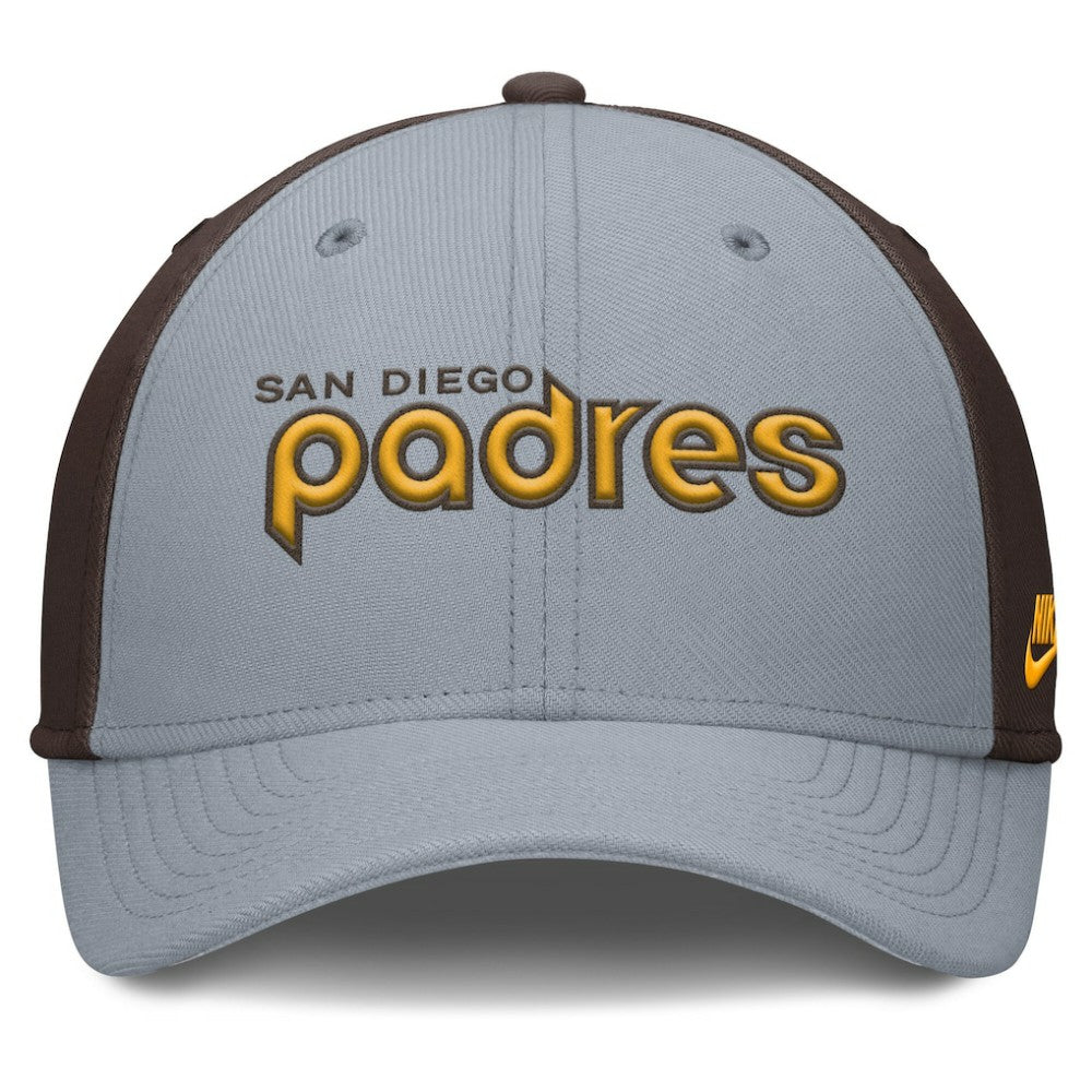 San Diego Padres Rise Swoosh Performance Flex Hat Gray/Brown | Nike