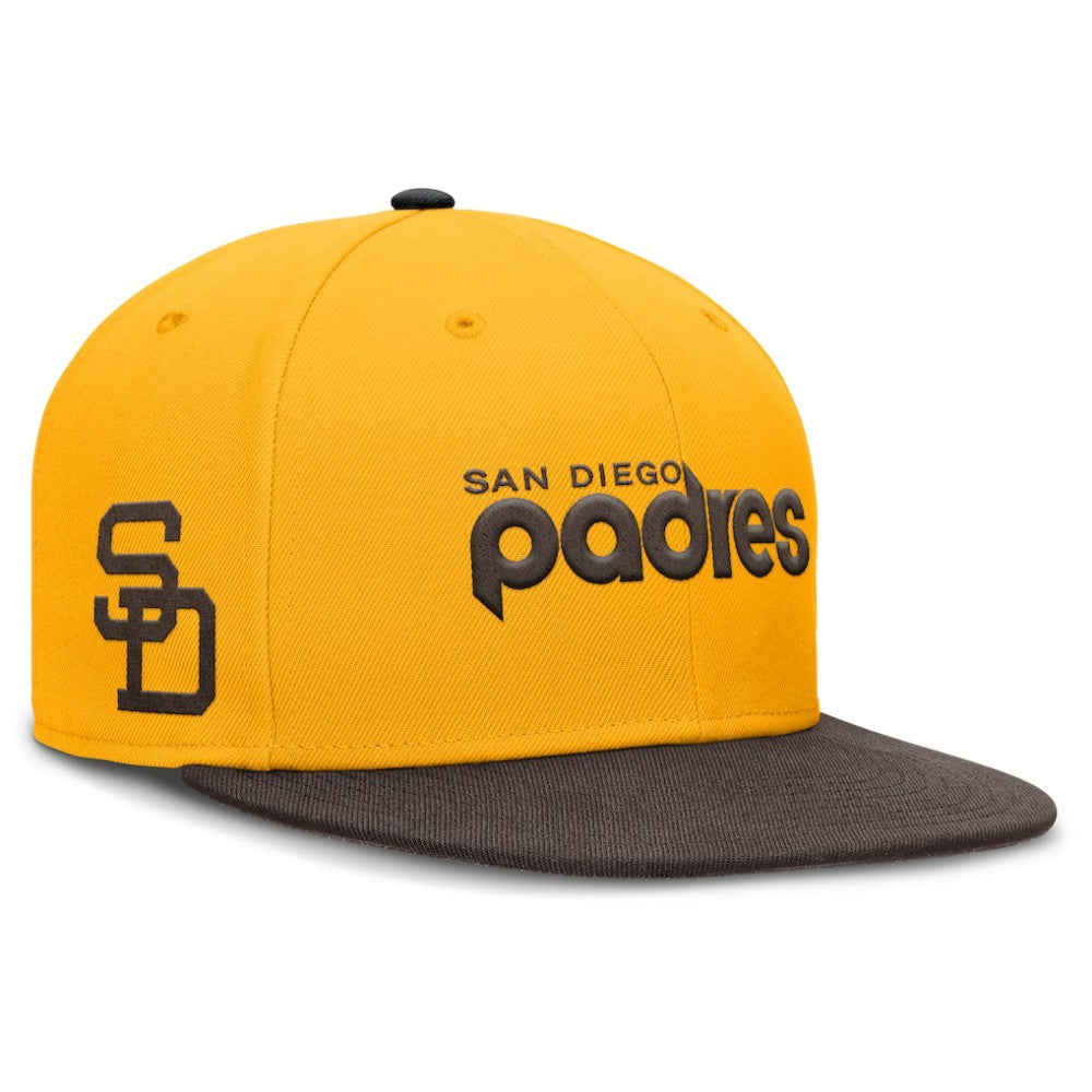 San Diego Padres Cooperstown Two-Tone Dri-FIT Round Bill True Fitted Hat Gold | Nike
