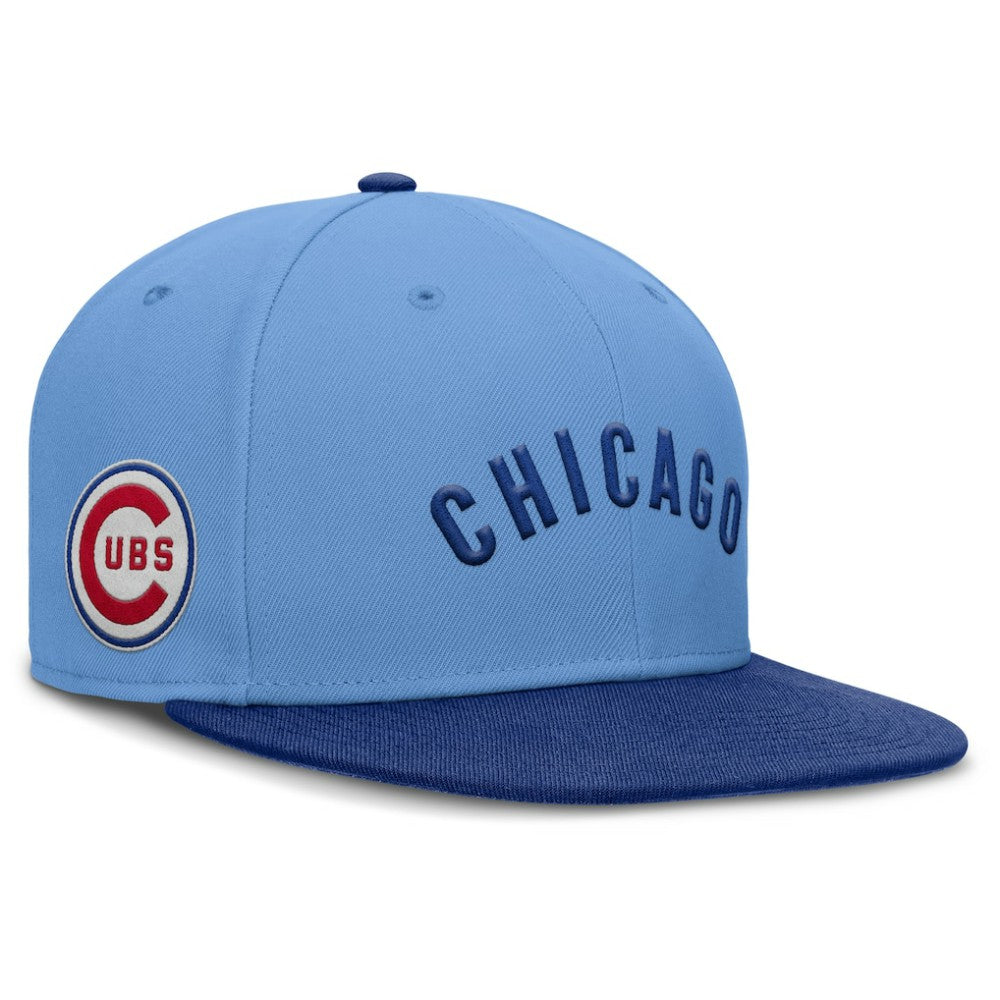 Chicago Cubs Cooperstown Two-Tone Dri-FIT Round Bill True Fitted Hat Light Blue | Nike