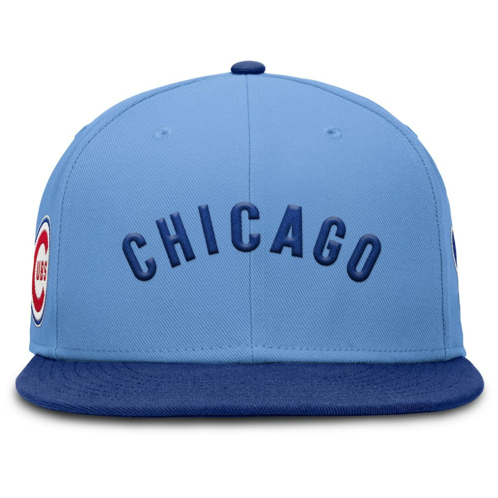 Chicago Cubs Cooperstown Two-Tone Dri-FIT Round Bill True Fitted Hat Light Blue | Nike