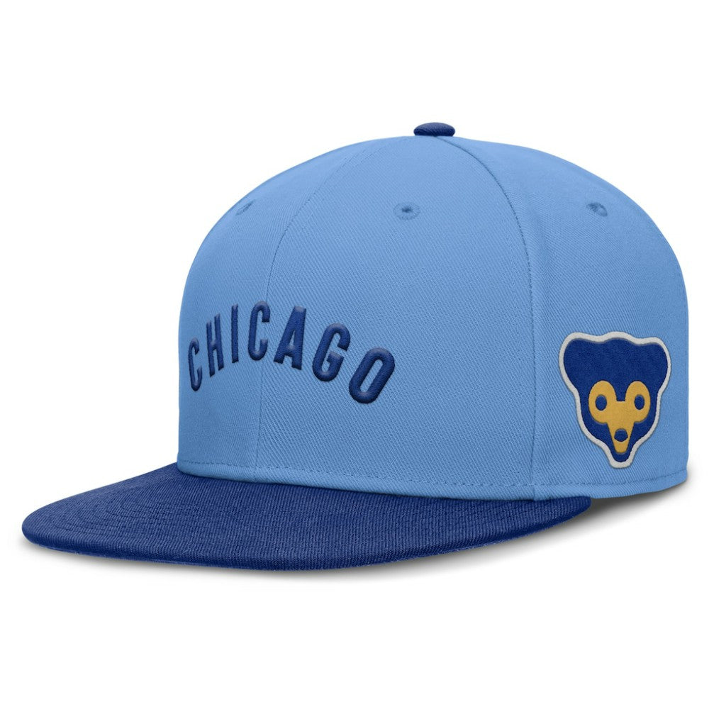 Chicago Cubs Cooperstown Two-Tone Dri-FIT Round Bill True Fitted Hat Light Blue | Nike