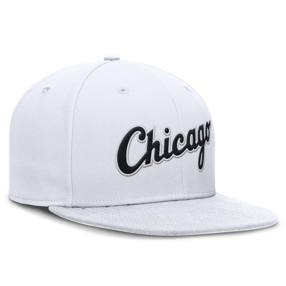 Chicago White Sox Wordmark Dri-FIT Round Bill True Fitted Hat White | Nike