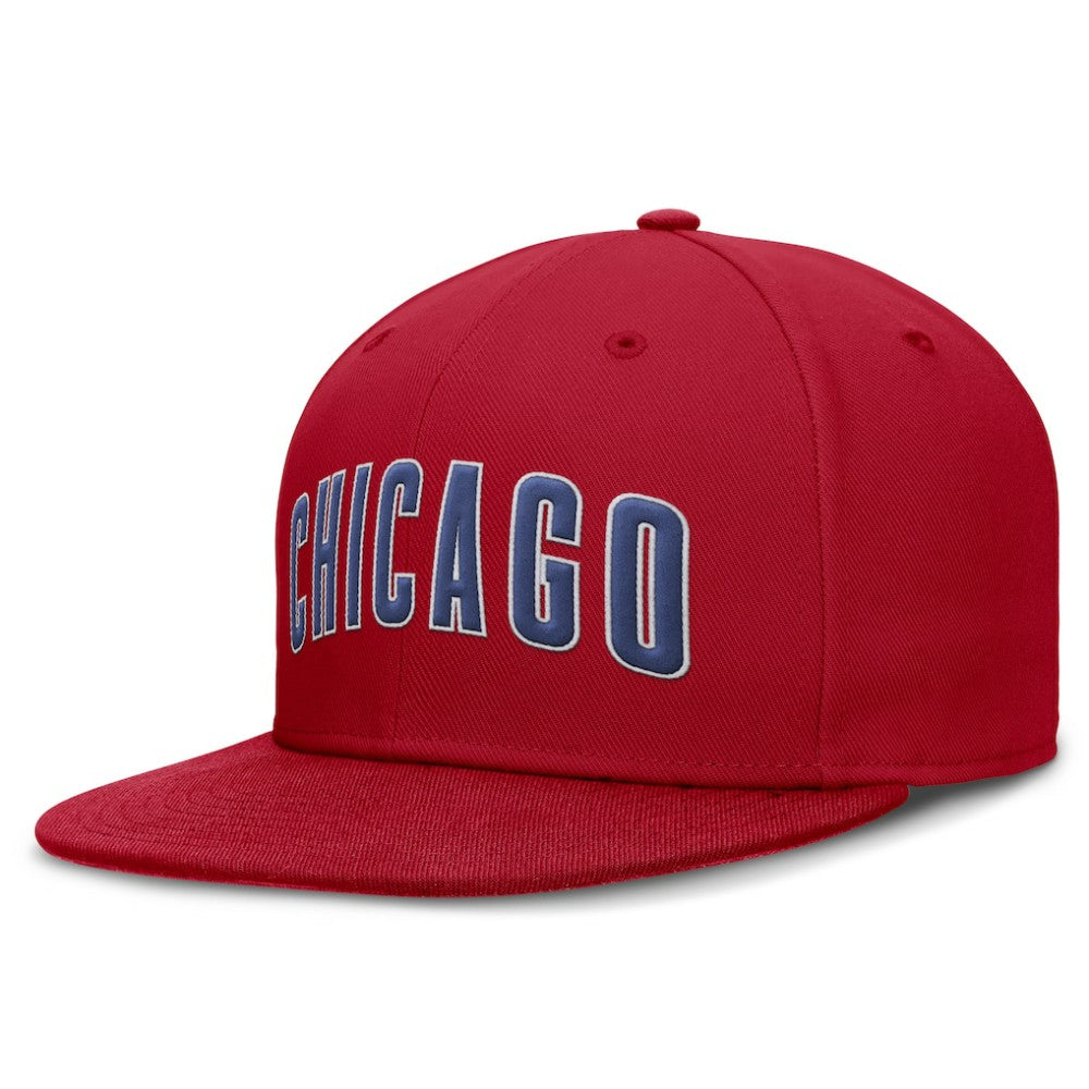 Chicago Cubs Wordmark Dri-FIT Round Bill True Fitted Hat Red | Nike