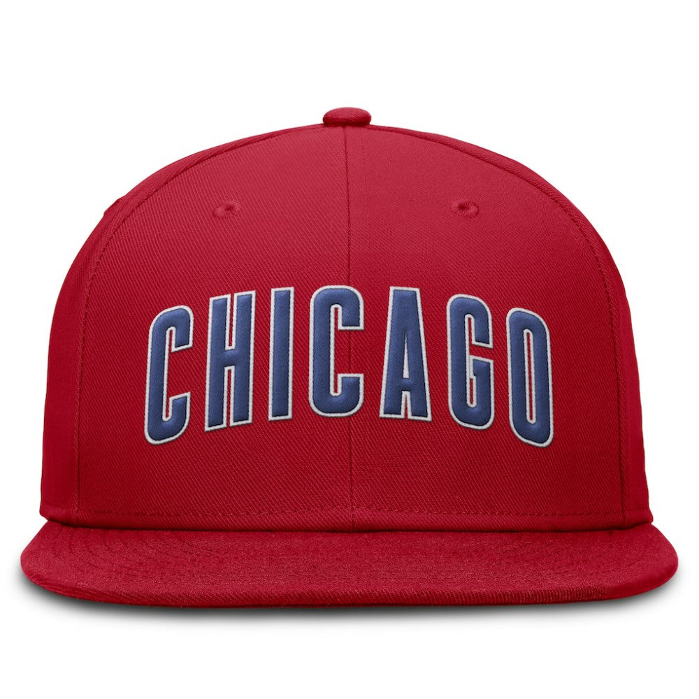 Chicago Cubs Wordmark Dri-FIT Round Bill True Fitted Hat Red | Nike