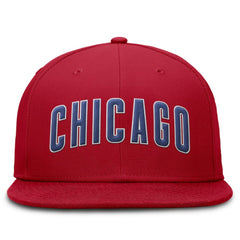 Chicago Cubs Wordmark Dri-FIT Round Bill True Fitted Hat Red | Nike