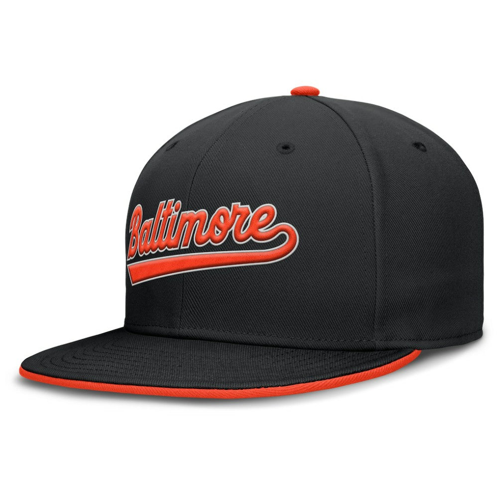 Baltimore Orioles Primetime Dri-FIT Round Bill True Fitted Hat Black | Nike