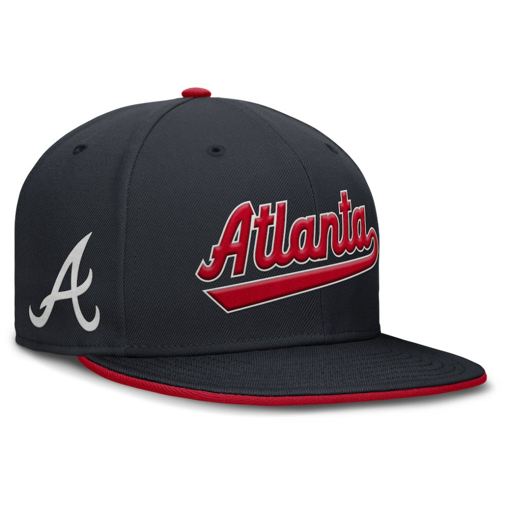 Atlanta Braves Primetime Dri-FIT Round Bill True Fitted Hat Navy | Nike