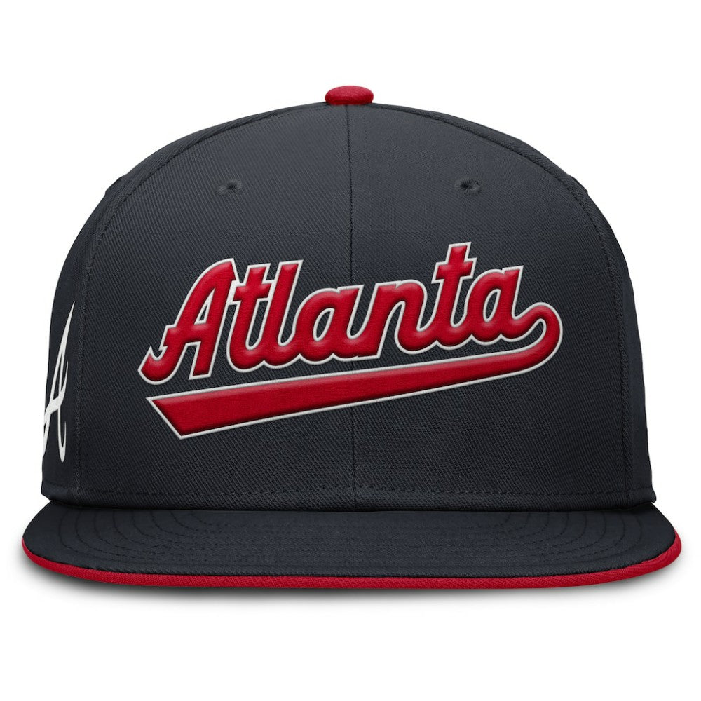 Atlanta Braves Primetime Dri-FIT Round Bill True Fitted Hat Navy | Nike