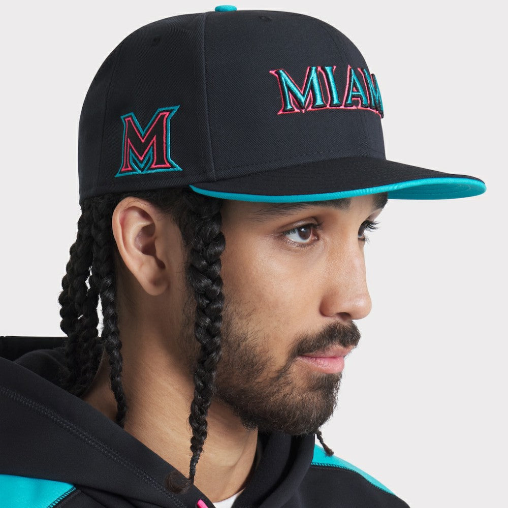 Miami Marlins 2025 City Connect Performance Fitted Hat Black | Nike