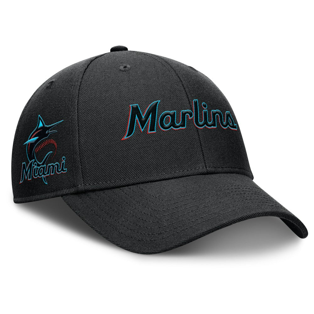 Miami Marlins Rise Gaberdine Adjustable Hat Black | Nike