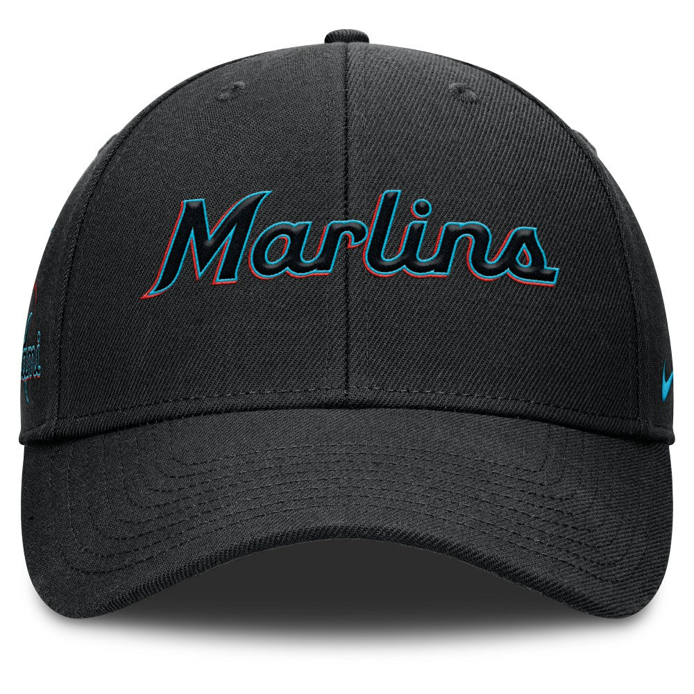 Miami Marlins Rise Gaberdine Adjustable Hat Black | Nike