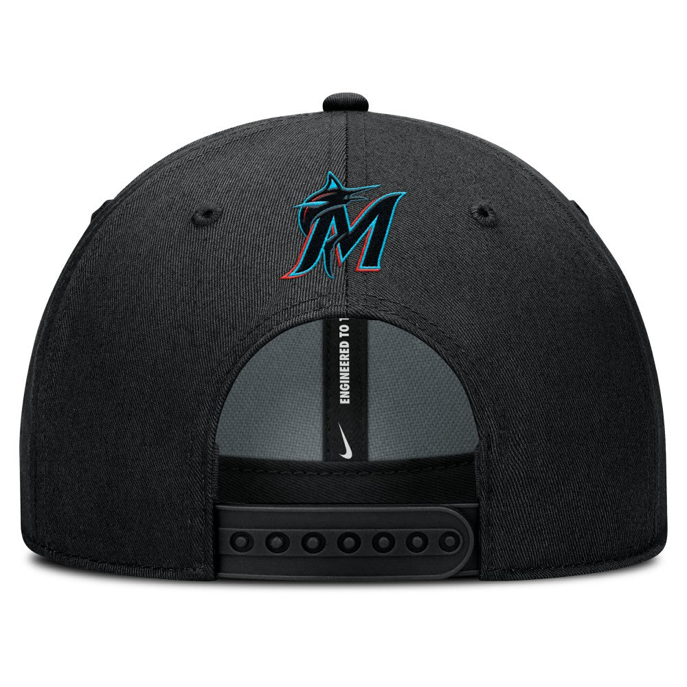Miami Marlins Rise Gaberdine Adjustable Hat Black | Nike
