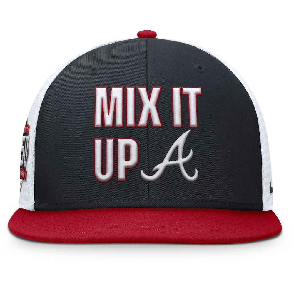 Atlanta Braves Pro Performance Trucker Snapback Hat Navy/Red | Nike