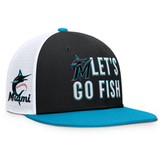 Miami Marlins Pro Performance Trucker Snapback Hat Black/Light Blue | Nike