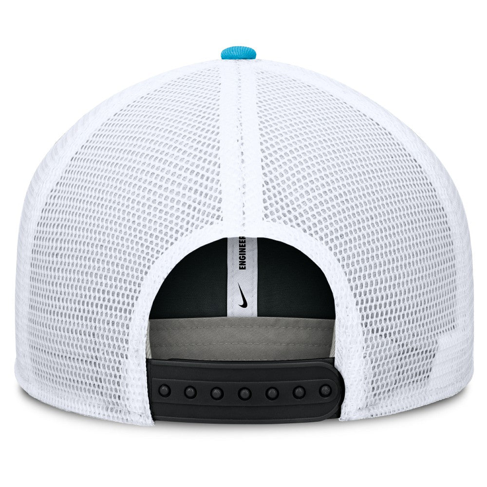 Miami Marlins Pro Performance Trucker Snapback Hat Black/Light Blue | Nike
