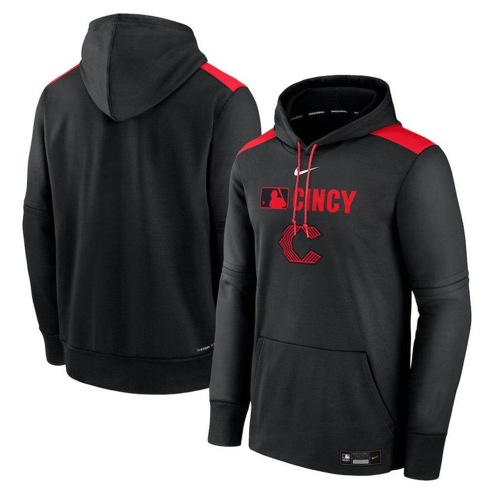 Cincinnati Reds Authentic Collection City Connect Therma Pullover Hoodie Black | Nike