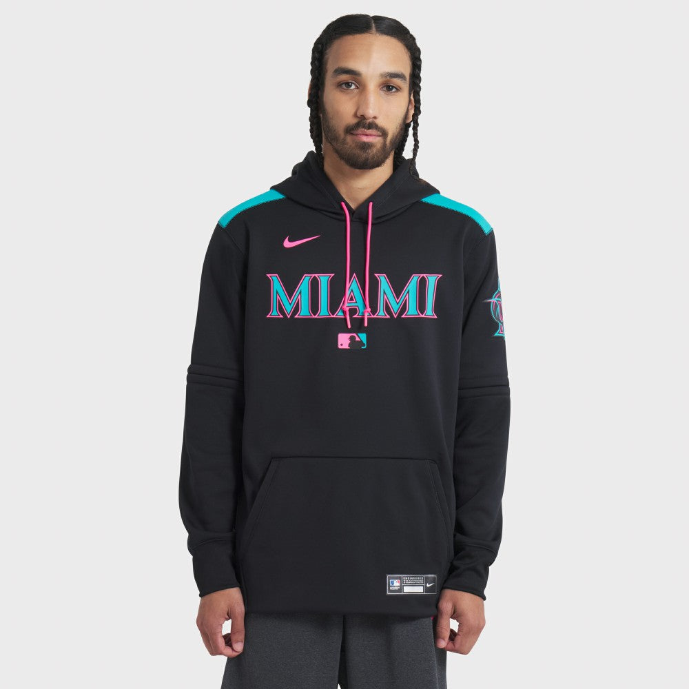 Miami Marlins 2025 City Connect Authentic Collection Therma Pullover Hoodie Black | Nike