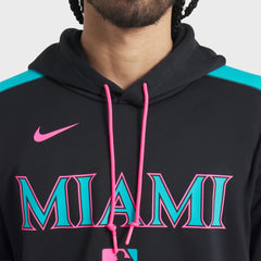 Miami Marlins 2025 City Connect Authentic Collection Therma Pullover Hoodie Black | Nike