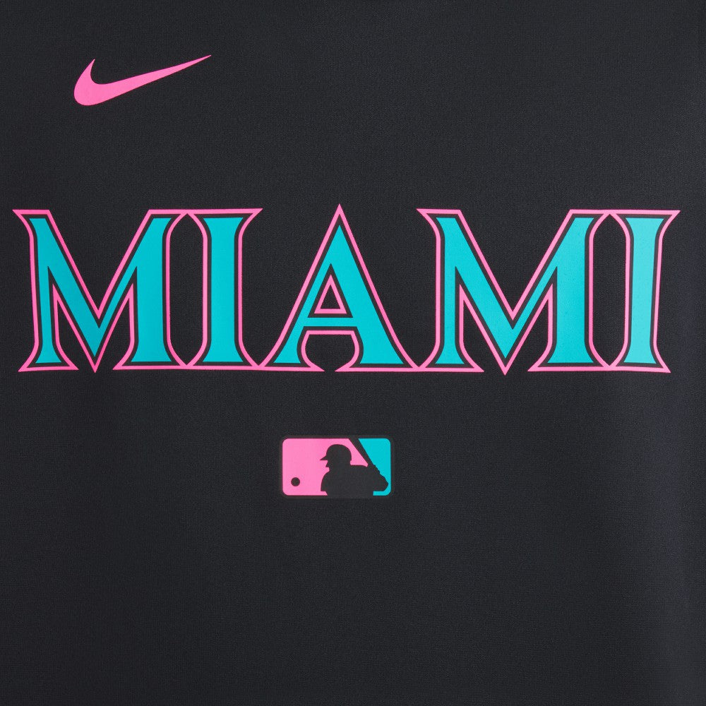 Miami Marlins 2025 City Connect Authentic Collection Therma Pullover Hoodie Black | Nike