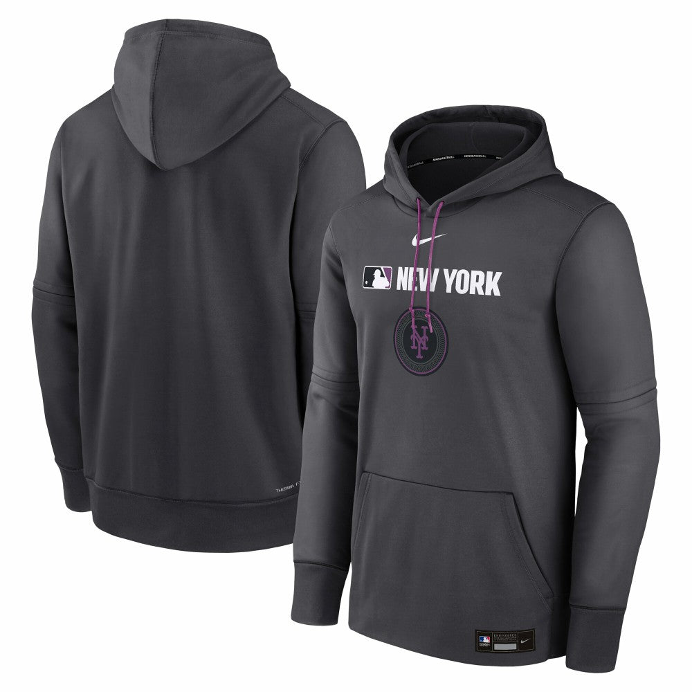 New York Mets Authentic Collection City Connect Therma Pullover Hoodie Anthracite | Nike