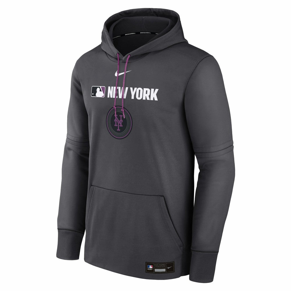 New York Mets Authentic Collection City Connect Therma Pullover Hoodie Anthracite | Nike