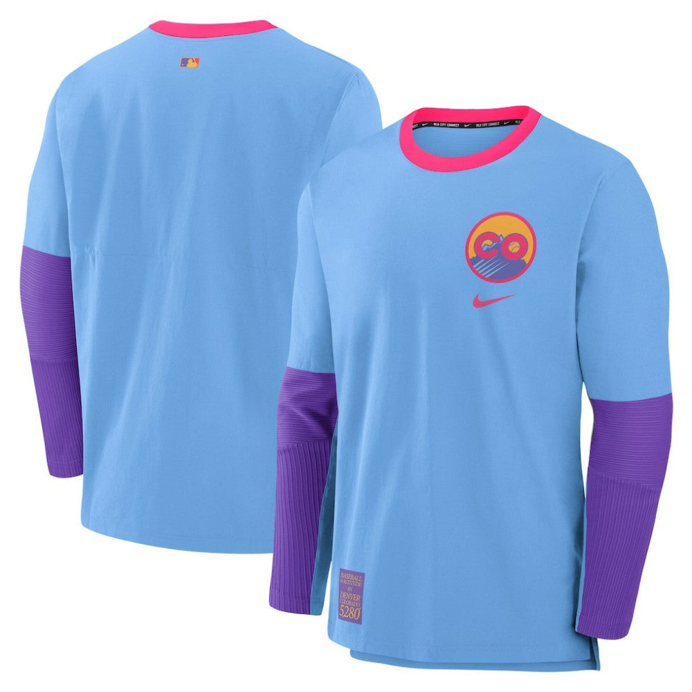 Colorado Rockies 2025 City Connect Authentic Collection Player Dri-FIT Lightweight Pullover Light Blue | Nike