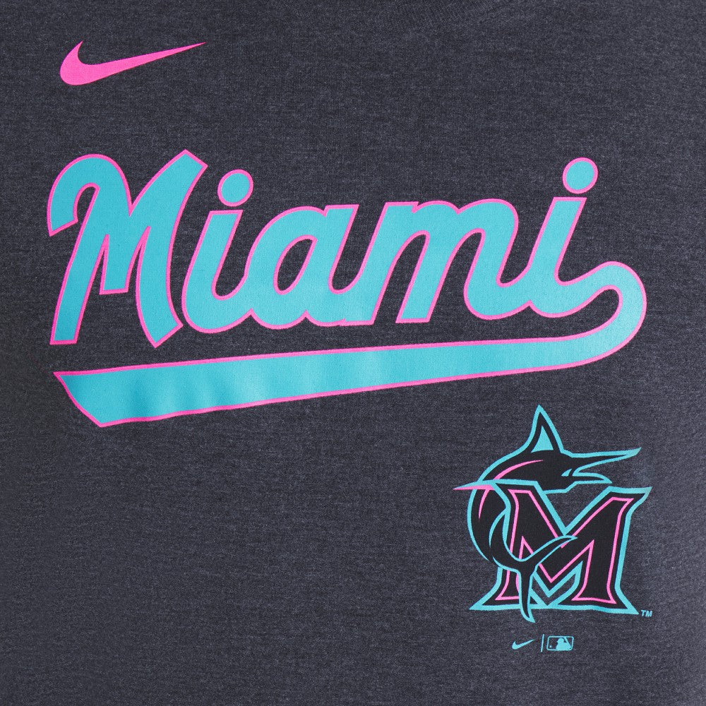Miami Marlins City Connect Script Tri-Blend T-Shirt Heather Black | Nike