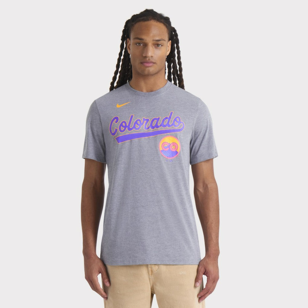 Colorado Rockies City Connect Script Tri-Blend T-Shirt Heather Charcoal | Nike