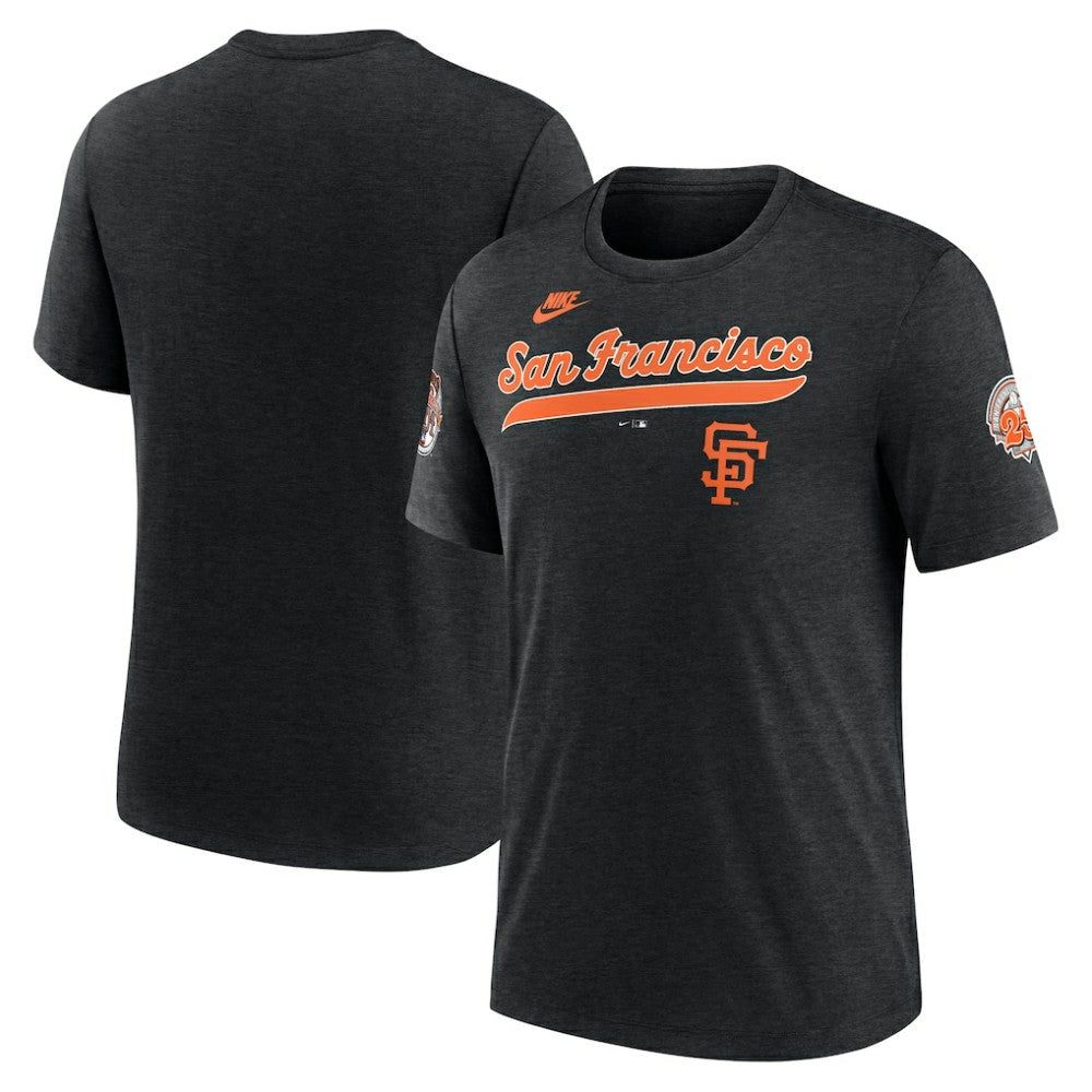 San Francisco Giants Cooperstown Collection Eras Tri-Blend T-Shirt Heather Black | Nike