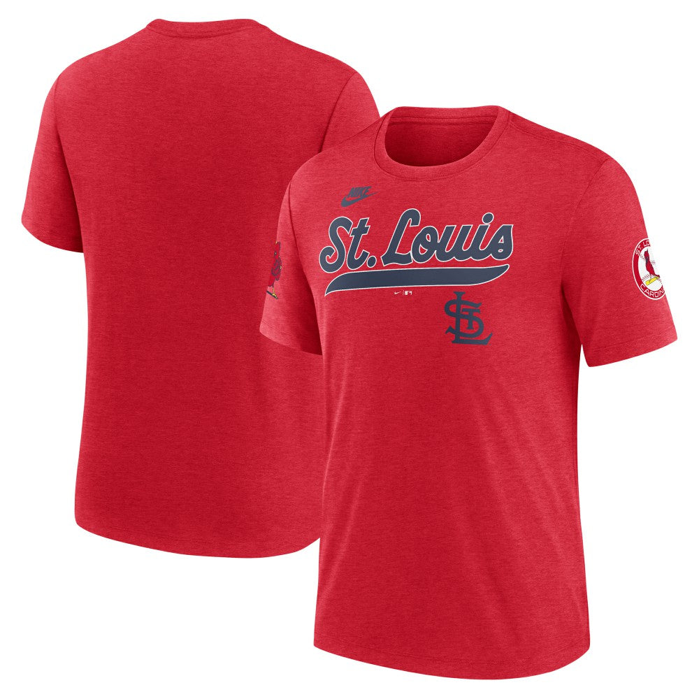 St. Louis Cardinals Cooperstown Collection Eras Tri-Blend T-Shirt Heather Red | Nike