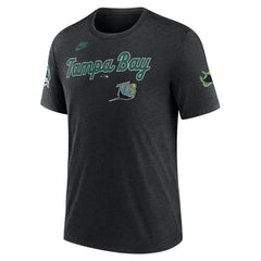 Tampa Bay Rays Cooperstown Collection Eras Tri-Blend T-Shirt Heather Black | Nike