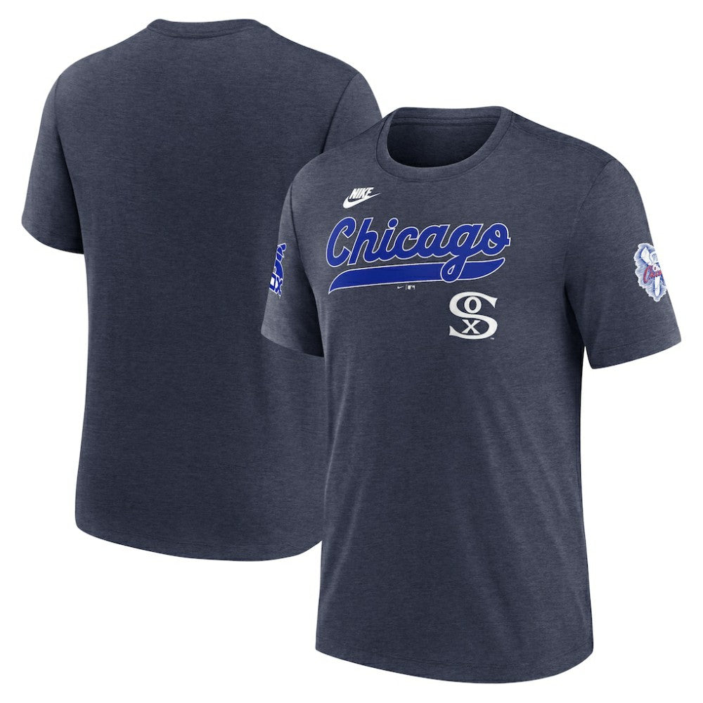 Chicago White Sox Cooperstown Collection Eras Tri-Blend T-Shirt Heather Navy | Nike