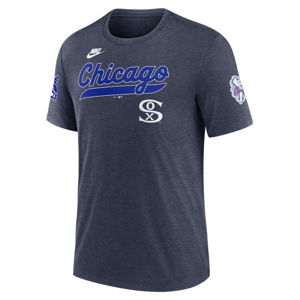 Chicago White Sox Cooperstown Collection Eras Tri-Blend T-Shirt Heather Navy | Nike