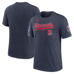 Minnesota Twins Cooperstown Collection Eras Tri-Blend T-Shirt Heather Navy | Nike