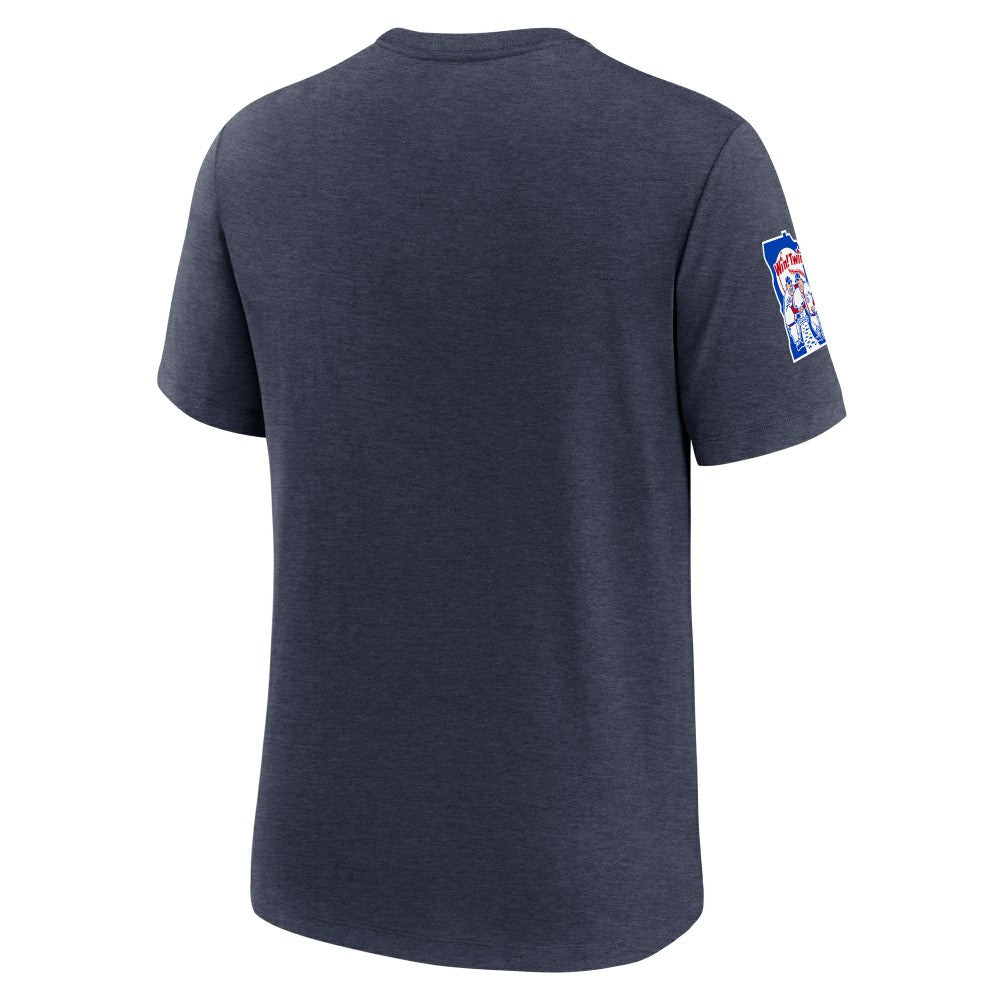Minnesota Twins Cooperstown Collection Eras Tri-Blend T-Shirt Heather Navy | Nike